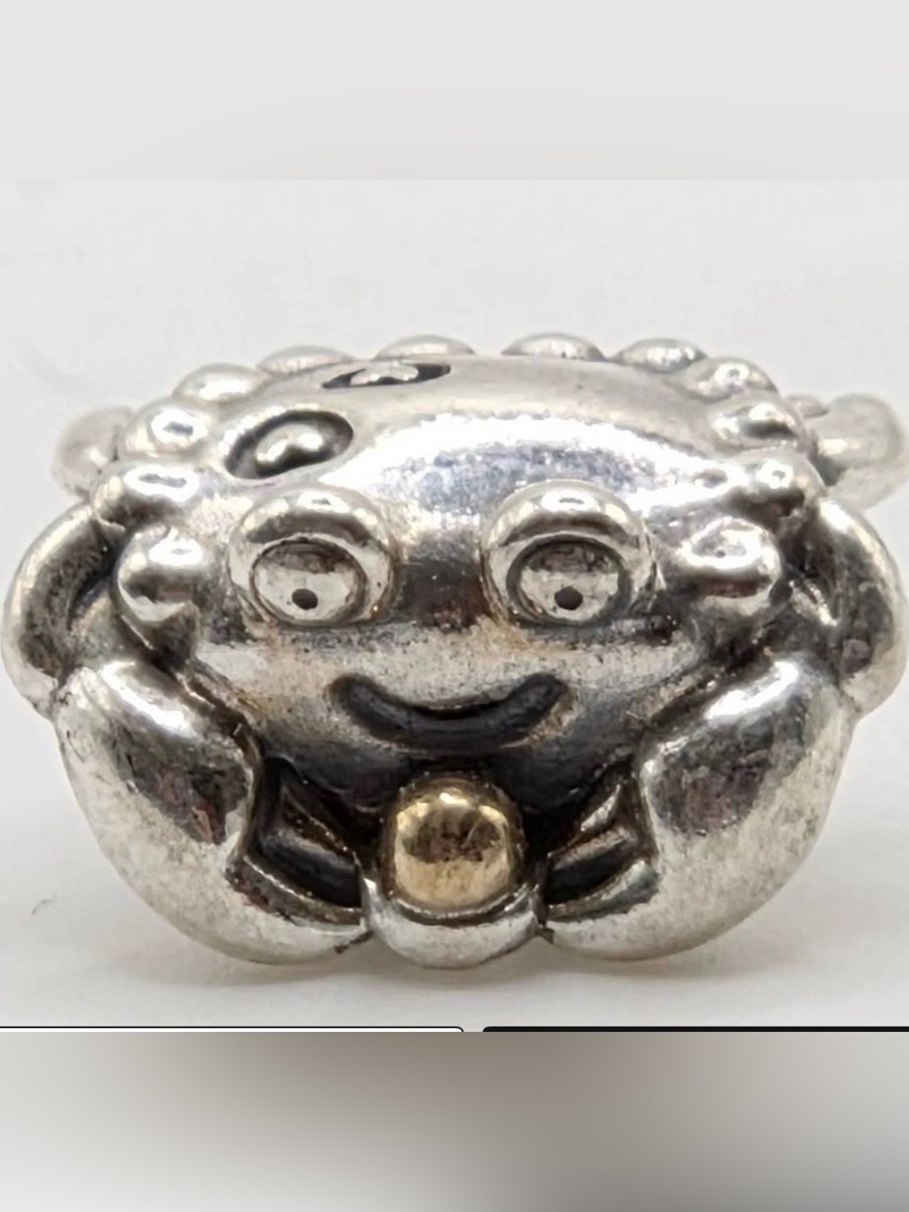 Pandora Retired Happy Crab Sterling Silver & 14K Gold Charm 791135